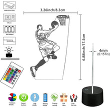 Carica l'immagine nel visualizzatore di Gallery, Luce Notturna da Basket per Bambini, Lampada da Illusione 3D LED, Telecomando 16 Cambia Colore Dimmerabile, Regali Ragaz
