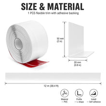 Carica l'immagine nel visualizzatore di Gallery, QWORK® Battiscopa autoadesivo 12m, 50x20mm bianco - flessibile