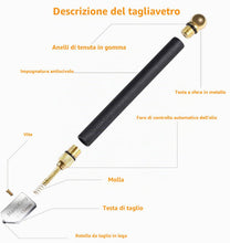 Carica l'immagine nel visualizzatore di Gallery, Tagliavetro Professionale con olio da taglio per vetro, testa da taglio da 2 mm a 20 mm, strumento tagliavetro con punta