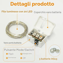 Carica l'immagine nel visualizzatore di Gallery, Luci LED a Batteria, 9 Set, 20 LED, 2m, Filo di Rame