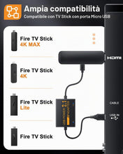 Carica l'immagine nel visualizzatore di Gallery, Cavo di Alimentazione USB per Fire TV Stick - Adattatore 5V/2.1A da TV, Elimina la Necessità di un Adattatore AC e Tagli