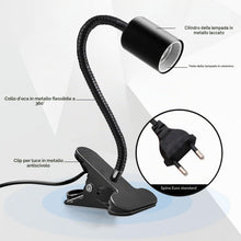 Carica l'immagine nel visualizzatore di Gallery, Portalampada E27 con Pinza, Portalampada con Clip in Metallo Luce da Lettura a Collo D'oca in Ruotabile a 360° Lampada d