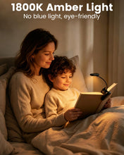 Carica l'immagine nel visualizzatore di Gallery, Klarlight Luce per Lettura Libri a Letto, Luce Ambra 1800K senza Luce Blu, Dimmerazione Continua con Memoria, Clip Legge