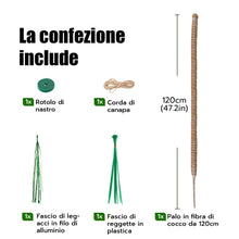 Carica l'immagine nel visualizzatore di Gallery, Tutore per Piante Monstera 120cm Extra Spesso Ø 4cm - Palo di Muschio Pieghevole in Fibra di Cocco con Anima in Allumini