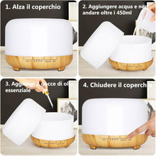 Carica l'immagine nel visualizzatore di Gallery, Diffusore di Oli Essenziali per Ambienti 300ml, Diffusore Aromi a Grana di Legno con Illuminazione LED, Aromaterapia e P