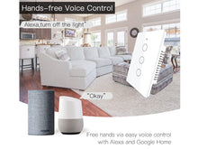 Carica l'immagine nel visualizzatore di Gallery, Interruttore Da Parete WiFi, 3 In 1 WiFi 2.4G + RF 433 Mhz + Tasto Touch, Compatibile Con Amazon Alexa e Google Home, Pannello Smart Intelligente Per Scatola 503 Italiana (Bianco, 3 Tasti Touch)
