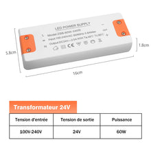 Carica l'immagine nel visualizzatore di Gallery, Alimentatore 24v 2.5A, 60W Trasformatore 220V a 24v, Driver LED AC a DC