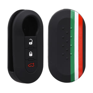 kwmobile Custodia Coprichiave Compatibile con Fiat Lancia con 3 Tasti Pieghevole Cover - Copritelecomando Chiave Auto - Copri Chiavi Macchina Bandiera Italiana