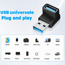 Carica l'immagine nel visualizzatore di Gallery, Set di 2 adattatori da USB-A a USB-A ad angolo di 90 gradi, U-S-B 3.2 10 Gbps, trasferimento ad alta velocità, compatibi