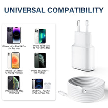 Carica l&#39;immagine nel visualizzatore di Gallery, 25W Caricatore for iPhone 14/14 Pro/14 Pro Max/13/13 Pro/13 Pro Max/12/12Pro/12 ProMax/11/11Pro/11 ProMax, Caricabatterie Rapido iPhone with 2M Cavo USB C- Lightning Spina Adattatore Alimentatore