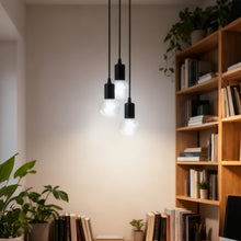 Carica l'immagine nel visualizzatore di Gallery, Lampadario a sospensione a 3 teste: lampada a sospensione nera vintage, 3 luci, attacco E27, lampada da soffitto regolab