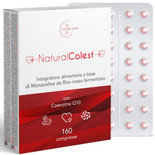 Carica l'immagine nel visualizzatore di Gallery, RISO ROSSO FERMENTATO NaturalColest 160 Compresse | oltre 5 MESI di fornitura | Con COENZIMA Q10 | 2,9mg Monacolina | Se