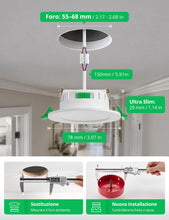 Carica l'immagine nel visualizzatore di Gallery, Bojim Faretti LED da Incasso per Cartongesso Soffitto Dimmerabili Foro 55mm - 68mm, 4W IP44 Luce Calda Naturale Fredda p