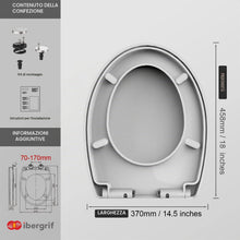 Carica l'immagine nel visualizzatore di Gallery, Ibergrif M41002 Sedile WC O Forma Chiusura Ammortizzata Bianco