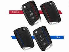 Carica l'immagine nel visualizzatore di Gallery, 2 custodie in silicone per chiavi compatibili con VW Golf 7 Skoda Seat 3 pulsanti rosso e blu (blu e rosso)