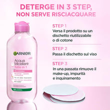 Carica l&#39;immagine nel visualizzatore di Gallery, Garnier SkinActive Acqua Micellare Tutto in 1, Per Pelli Sensibili, 100% del Trucco Rimosso, Pelle Detersa e Idratata per 12H, Senza Residui e Senza Risciacquo, Con Micelle e Glicerina, 400 ml