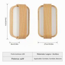 Carica l'immagine nel visualizzatore di Gallery, Applique LED da Parete Interno 13W in Legno Moderno