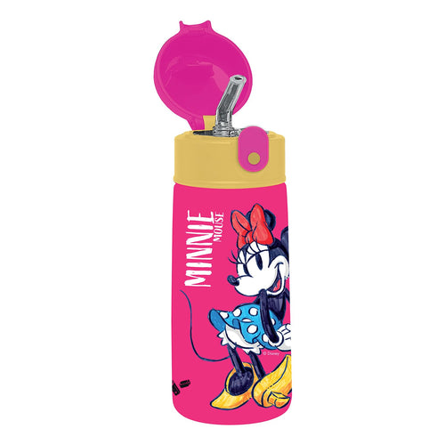 Borraccia Termica Borraccia MINNIE - per Bambini con Cannuccia 460 ML NO BPA - Asilo, Scuola Elementare - Acciaio Inox, Mantenimento Temperatura fino a 24h