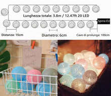Carica l'immagine nel visualizzatore di Gallery, Ciskotu Ghirlanda Luminosa Cotone LED Con spina, 3,8M 20 Palline Decorativ Catena Luminoso Interno LED, Ghirlanda Lumino