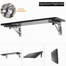 Carica l'immagine nel visualizzatore di Gallery, QWORK® 2 Pezzi 250mm Staffe Pieghevoli Pesanti - Acciaio Inossidabile - per Tavolo a Muro e Mensola a Muro, Carico Massi