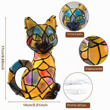 Carica l'immagine nel visualizzatore di Gallery, Aohcae Lampada a forma di gatto a forma di mosaico, lampada Tiffany a forma di gatto, bella lampada vintage a forma di a