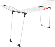Carica l'immagine nel visualizzatore di Gallery, Vileda Stendibiancheria Infinity Flex Plus, stendino allungabile per lenzuola e tovaglie, griglia telescopica estensibile fino a 2 m, 30 m di stenditura, ali alte, ruote, acciaio e alluminio
