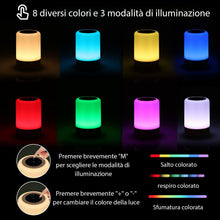 Carica l'immagine nel visualizzatore di Gallery, Görvitor Lampada da Comodino Senza Fili, Touch Luce Notturna Bambini Led, Batteria Lampada Led Ricaricabile con 8 RGB C