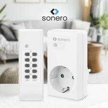 Carica l'immagine nel visualizzatore di Gallery, Sonero set di prese radiocomandate 3x presa radiocomandata e 1x radiocomando, 1100 watt, portata massima 30m, interno, bianco (presa tedesca)