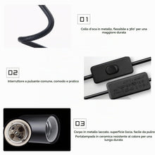 Carica l'immagine nel visualizzatore di Gallery, Portalampada E27 con Pinza, Portalampada con Clip in Metallo Luce da Lettura a Collo D'oca in Ruotabile a 360° Lampada d