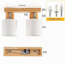 Carica l'immagine nel visualizzatore di Gallery, Plafoniera Lampada da Soffitto 2 Faretti Orientabili, Legno Faretti da Soffitto Faretto da Parete Vintage Plafoniera 2 L