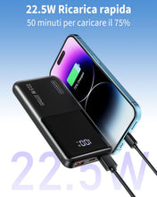Carica l'immagine nel visualizzatore di Gallery, Power Bank 20000mAh 22.5W PD3.0 QC4.0 Ricarica Rapida Batteria Esterna 3A USB C Caricatore Portatile con LCD Display Digitale 3 Uscite e 2 Ingressi per Smartphone and more (black)