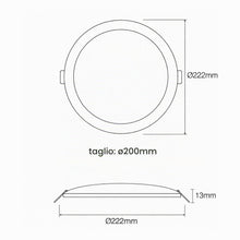 Carica l'immagine nel visualizzatore di Gallery, JANDEI – Confezione da 5 faretti LED da incasso rotondi, 18W, 1500 lumen, extrapiatti 13 mm, foro di montaggio Ø200-205 