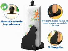Carica l'immagine nel visualizzatore di Gallery, Maximex porta rotolo da cucina con gatto nero, altezza 30 cm