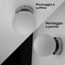Carica l'immagine nel visualizzatore di Gallery, Alpinaluz Applique murale e lampada da soffitto nordica minimalista, paralume a forma di sfera in vetro opale fatto a ma