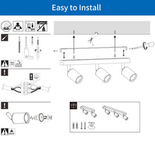 Carica l'immagine nel visualizzatore di Gallery, ANWIO Faretti da Soffitto Orientabili,Faretti da Muro,Lampada Soffitto con 3 Lampadine LED GU10,Applique da Parete,Lampa