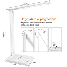 Carica l'immagine nel visualizzatore di Gallery, lampada da scrivania,lampada da lettura,dimmerabile lampada da tavolocon porta USB, 3 modalità di illuminazione, lampada da comodino pieghevole per lettura,unghie,lavoro,studiare,ufficio,dormitorio