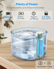 Carica l'immagine nel visualizzatore di Gallery, HoneyGuaridan Fontanella per Gatti a Batteria con Sensore di Movimento, 2.5L Silenzioso Fontanella Gatti Senza Fili con Due modalità di Lavoro a LED, capacità d'Acqua Visibile - Vieni con 2 Filtri