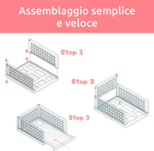 Carica l'immagine nel visualizzatore di Gallery, Compactor SLIDER Organizer Armadio con Cassettino Estraibile, Set da 4 Scaffali Modulabili Regolabili in Plastica BPA Free per Vestiti, Armadi, Bagno, Bianco, Taglia Maxi (34 x 45 x 18 cm)