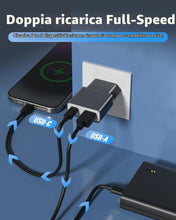 Carica l'immagine nel visualizzatore di Gallery, Caricabatterie USB 5 W Slim spina di ricarica alimentatore di rete 5V 1A 2 porte USB C+A,adattatore di alimentazione per