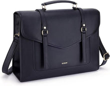 Carica l'immagine nel visualizzatore di Gallery, ECOSUSI Borsa per computer portatile 15.6 '' Borsa da donna in pelle PU grande capacità porta documenti donna per lavoro in pelle borsa a tracolla, Nero