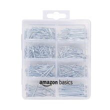 Carica l'immagine nel visualizzatore di Gallery, Amazon Basics kit di 550 chiodi assortiti - comprende chiodi per finitura, da carpentiere, chiodi comuni, senza testa e 