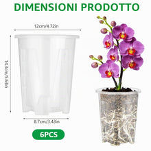 Carica l'immagine nel visualizzatore di Gallery, AOOWU 6 Pezzi Vaso per Orchidee Trasparenti, 12 CM Vaso Trasparenti per Piantine con Foro di Drenaggio, Plastica Kit di 