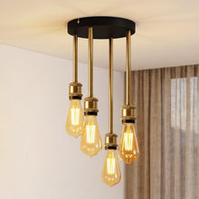 Carica l'immagine nel visualizzatore di Gallery, ANWIO Lampadario a Sospensione E27, Lampada da Soffitto Industriale Vintage Nero, Lampadari Cucina 4 Luci，Lampadario Mod