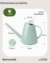 Carica l'immagine nel visualizzatore di Gallery, Bamworld Annaffiatoio per Piante da Interno con Beccuccio Lungo 1,8L per Giardino Interno Esterno Piccolo Annaffiatoio d