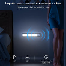 Carica l&#39;immagine nel visualizzatore di Gallery, Luce LED Sottopensile Cucina Luci - Sensore Batteria Armadio Lampada Ricaricabile Magnetica Movimento Senza Fili Striscia Lampade Barra USB Interno Strisce Light Adesive Sotto Pensile Illuminazione