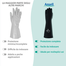 Carica l'immagine nel visualizzatore di Gallery, Ansell AlphaTec 87-104 Guanti di Protezione Chimica in Lattice, Polsino Lungo (43 cm), Elevata Resistenza alle Sostanze 