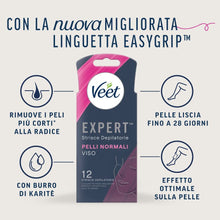 Carica l'immagine nel visualizzatore di Gallery, Veet Expert Strisce Viso Pelli Normali, 12 strisce