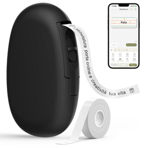 SUPVAN Stampante di Etichette - E10 Bluetooth Portatile Etichettatrice per iOS & Android, Etichettatrice Etichette Adesive con 1 Rotolo di Etichette, Nero