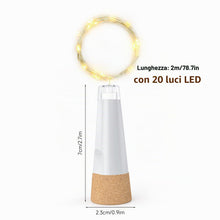 Carica l'immagine nel visualizzatore di Gallery, Luci bottiglia con tappo USB ricaricabile, 2 m 20 LED filo rame, luce fatata per decorazioni natalizie, feste, matrimoni