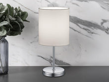 Carica l'immagine nel visualizzatore di Gallery, Reality Leuchten R50491001 Jerry Lampada da Tavolo Paralume in Tessuto, E14, 40.W, Bianco, 13.X 13.X 28.5.Cm